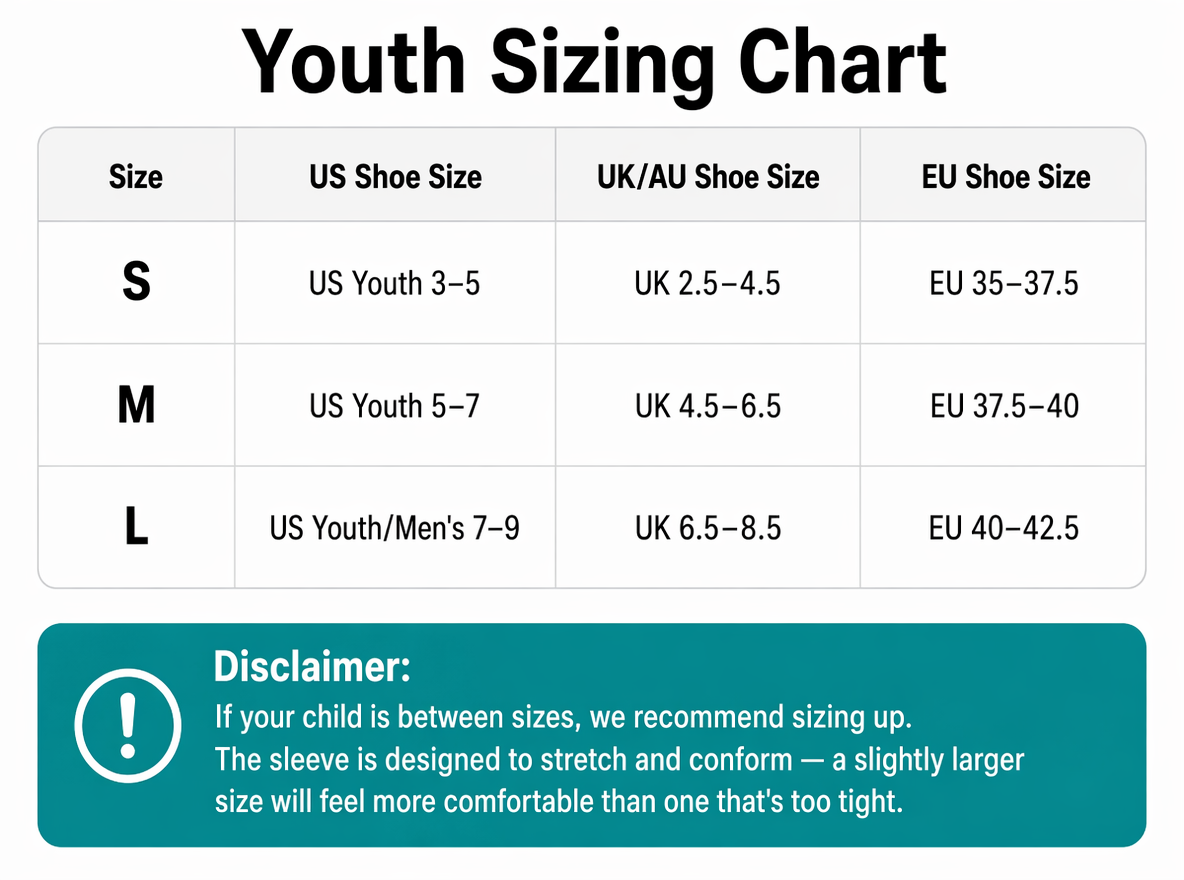 KidFormance sizing chart